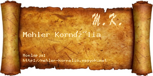 Mehler Kornélia névjegykártya